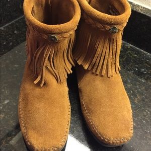 Minnetonka fringe ankle booties